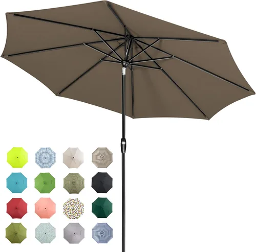 Vista 36 de Tempera Patio Market Outdoor Table Umbrella with Auto Tilt and Crank, Large Sun Umbrella with Sturdy Pole & Fade Resistant Canopy, Easy to Set