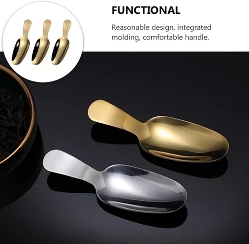 Vista 6 de DOITOOL 3 cucharas de acero inoxidable dorado con mango corto, mini cucharas de sal, 3.6 x 1.2 pulgadas, cuchara de condimentos de acero inoxidable