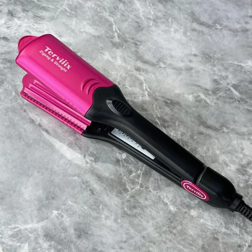 Vista 9 de Terviiix Plancha de pelo con crimpadora de 4 placas intercambiables, plancha prensadora para cabello con queratina y aceite de argán para mujeres