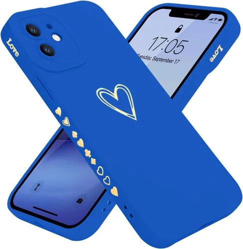 Vista 37 de Teageo Funda compatible con iPhone 12 de 6.1 pulgadas para mujeres y niñas, bonito corazón de amor de lujo