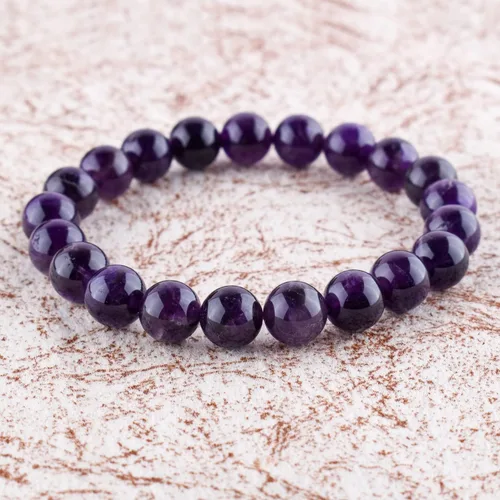 Vista 2 de Pulsera de purificación hecha a mano con piedras preciosas – Pulsera unisex elástica con cristales curativos de chakras, cuentas redondas de cuentas