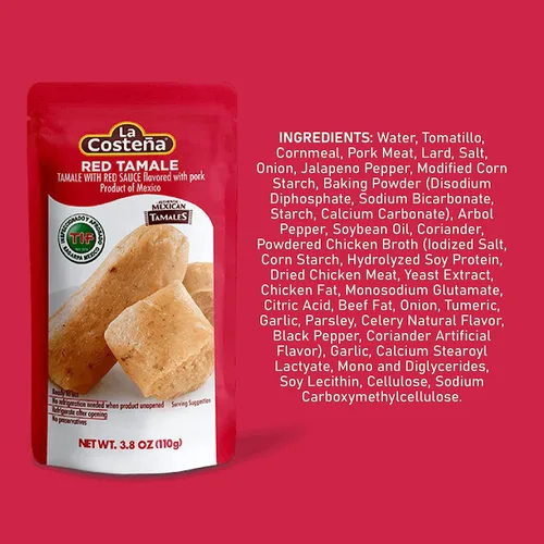 Vista 3 de La Costeña Tamale Rojo con sabor a cerdo (individual) (paquete de 2)