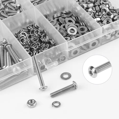Vista 5 de HELIFOUNER 560 Piezas M2 x 4 mm / 6 mm / 8 mm / 10 mm / 12 mm / 16 mm / 20 mm, Tornillos de Cabeza de Botón con Cavidad Cilíndrica, Tuercas
