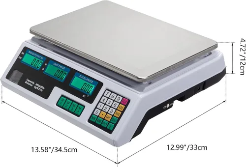 Vista 5 de ROVSUN Báscula electrónica de computación de precio comercial de 88 libras/88.2 lbs con pantalla LCD para tienda minorista, cocina, mercado