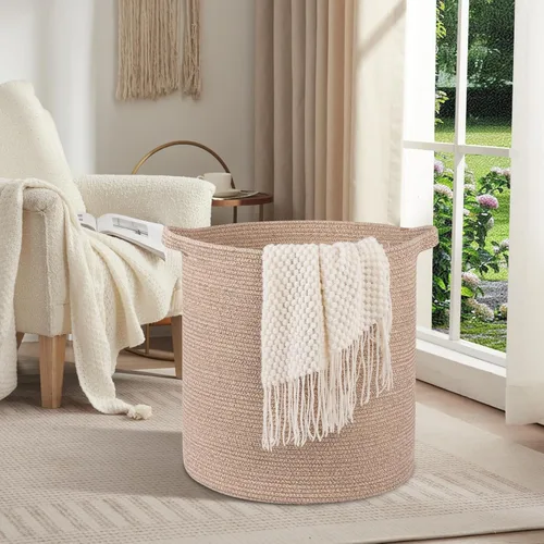 Vista 2 de OIAHOMY Cesta de lavandería de 80 L, cesta de almacenamiento con asas, cesta de lavandería para juguetes, almohadas, mantas, ropa, 20 x 18 pulgadas