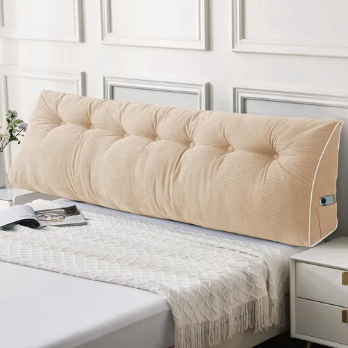 Vista 53 de Sasttie Almohada de cabecera tamaño Queen, almohada de cuña cabecera para sentarse en la cama, cojín triangular con soporte de respaldo para leer