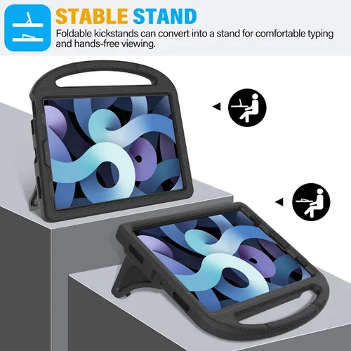 Vista 4 de SUPLIK Funda infantil para iPad Air de 5ª/4ª generación (10.9 pulgadas, 2022/2020), construida con protector de pantalla, iPad Air 5, funda a prueba