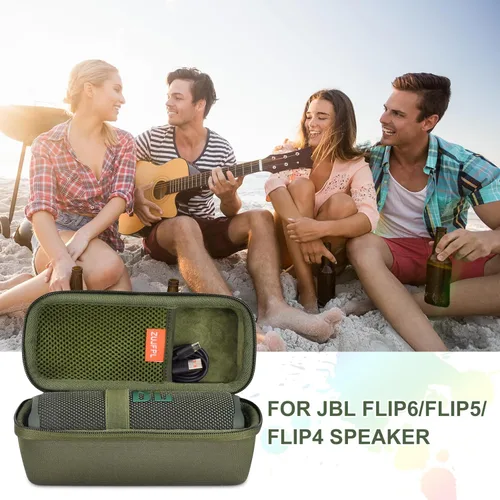 Vista 3 de Funda rígida de EVA para JBL Flip7/6/5 Altavoz Bluetooth portátil impermeable, compatible con JBL Flip 4 Premium Travel Bolsa de transporte y Verde