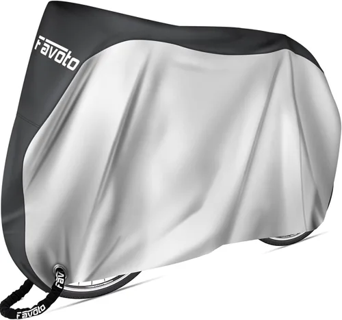 Vista 13 de Favoto - Funda impermeable para bicicleta al aire libre - Cubierta de bicicleta para 2 bicicletas XXL, protección contra el sol, la lluvia, el polvo