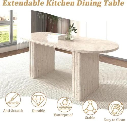 Vista 23 de Pvillez Extendable Dining Table Set of 8, Black Oval Dining Room Table & 8 Black Velvet Dining Chairs with Wood Leg, 62.99"-78.74" Kitchen Table and