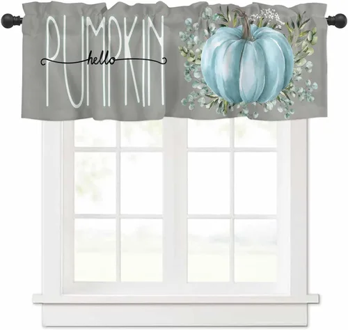 Cenefa de cortina de 54 x 18 pulgadas, cenefas de ventana de Acción de Gracias, cortinas con bolsillo para barra, cortina corta de otoño para
