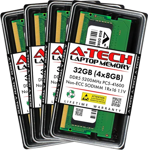 Vista 16 de A-Tech 8GB DDR5 4800MHz PC5-38400 CL40 SODIMM 1.1V Memoria RAM de 1.1V sin ECC sin búfer SO-DIMM de 262 pines para actualización de memoria