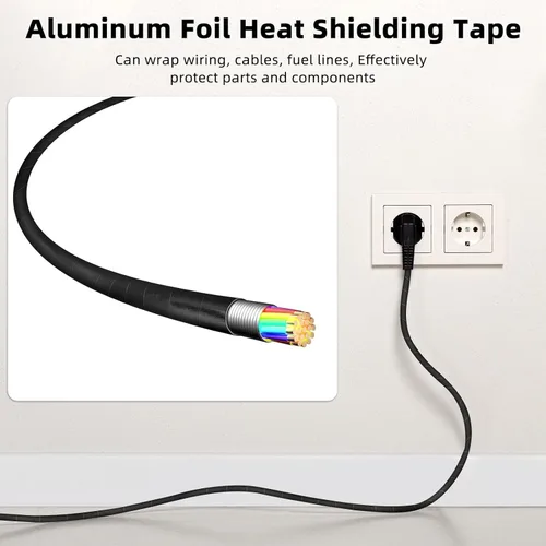 Vista 6 de Zonon 2 rollos de cinta de papel de aluminio, cinta de protección térmica, barrera adhesiva reflectante de fibra de vidrio, aislamiento térmico