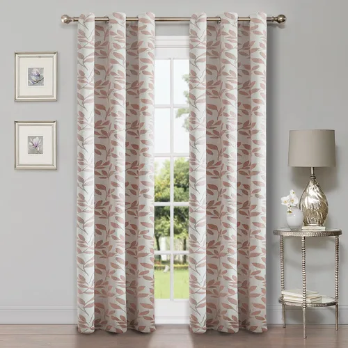 Vista 64 de Superior Cortinas opacas, oscurecimiento de la habitación para dormitorio, bloqueo solar, térmicas, cortinas bohemias modernas, colección de hojas