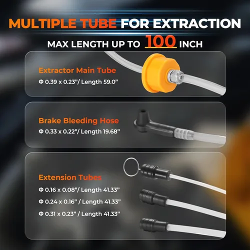 Vista 4 de FOUR UNCLES Bomba extractora de aceite manual de 6L, extractor de líquido con manguera principal de 59 pulgadas, tres tubos de extensión de 41