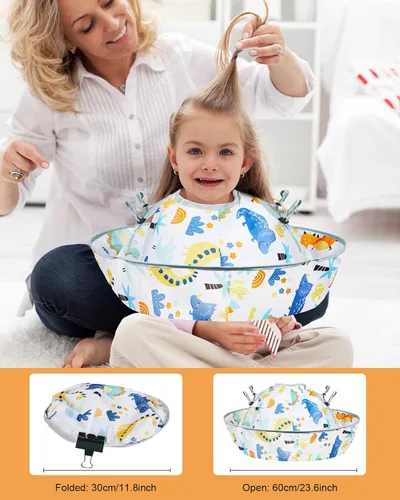 Vista 2 de Lictin Capas de Corte de Pelo Paraguas para Niños - Capa de Corte de Pelo para Niños Impermeable Plegable Ajustable, Capa Paraguas de Peluquería