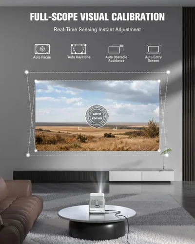 Vista 8 de 【3000 ANSI oficial Google TV】Proyector inteligente 4K con WiFi y Bluetooth, proyectores VOPLLS para exteriores con Dolby/Auto Focus, teléfono