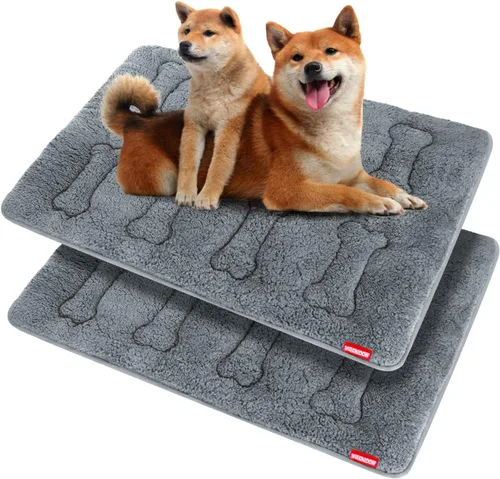 Vista 12 de Tapete para cama de perro (21 x 14 pulgadas), almohadilla de felpa suave para cama de perro, lavable a máquina, tapete para dormir con parte