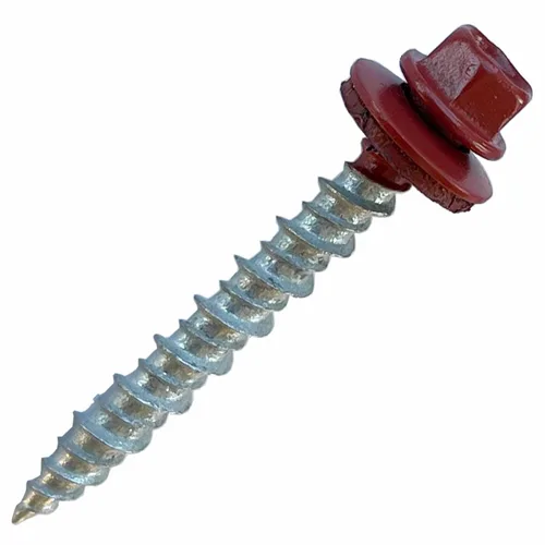 Vista 4 de Tornillos de metal para techos, #10 x 1.5 pulgadas, cabeza hexagonal autorroscante con arandela de goma EPDM, para metal a madera, techos