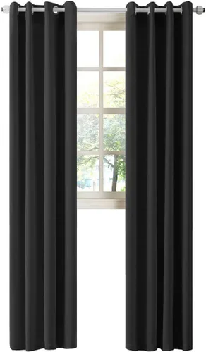Vista 110 de LA PALMA Cortinas opacas con aislamiento térmico y ojales, para sala de estar, dormitorio, paquete de 2 paneles