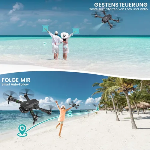 Vista 5 de Drones con cámara para adultos 1080P Mini Drone con cámara Drones plegables para adultos RC Quadcopter, retención de altitud, despegue con una