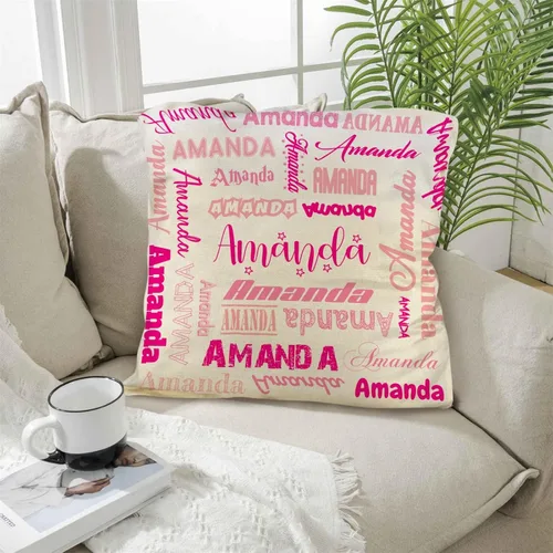 Vista 5 de Funda de almohada personalizada con nombre, fundas de almohada de lino con nombre personalizado, funda de almohada personalizada con tu nombre
