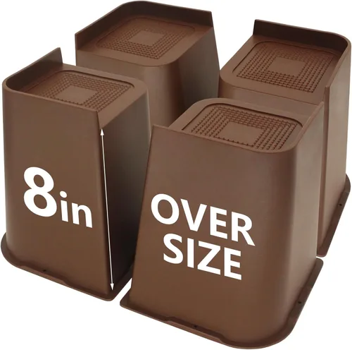 Vista 15 de Elevador de Cama de 8 Pulgadas de Alta Resistencia, 4 Paquetes de Elevador de Muebles Extra Grandes, Elevador de Cama Negro para Mesa, Sofá, Silla