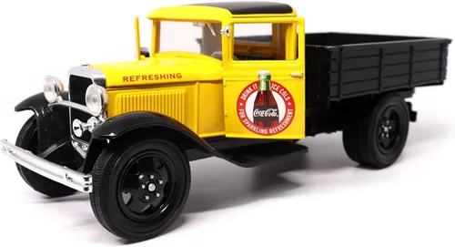 Motor City Classics Coca-Cola Diecast coleccionable | Ford Modelo AA 1931 (versión amarilla) escala 1:24 424023 con licencia oficial
