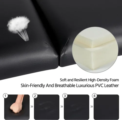 Vista 4 de Yaheetech Mesas de Masaje Cama para Tatuajes Portátiles Cama para Pestañas Ajustable Cama de Spa de Aluminio Plegable de 3 Secciones con Bolsa No