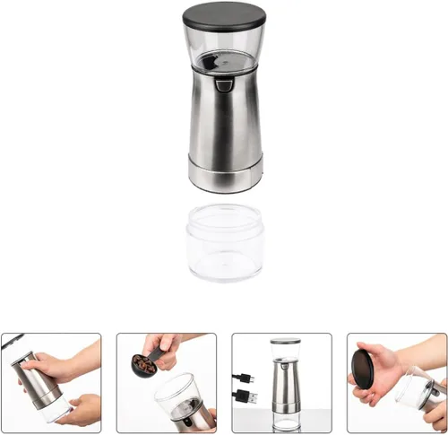 Vista 4 de BESPORTBLE Electric Coffee Grinder with Stainless Steel Liner Anti-skid Base USB Rechargeable Spice and Bean Grinder for Kitchen Easy to Clean Small