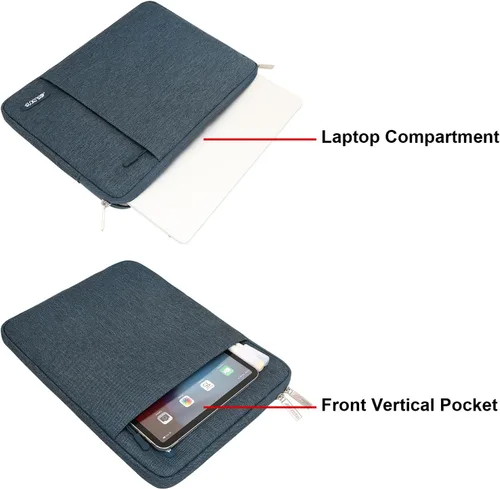 Vista 26 de MOSISO Funda vertical de poliéster con bolsillo para laptop de 13 pulgadas, para computadora MacBook Air M4, M3, M2 y M1 de 2025 a 2018 y Pro M2