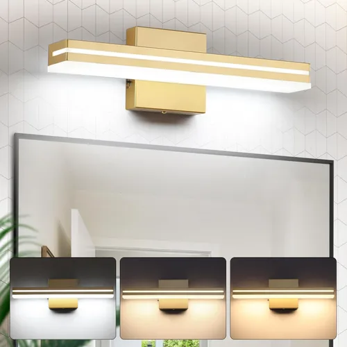 Vista 19 de SineRise - Lámparas LED modernas para tocador de baño (40,6 cm, 3000K/4000K/6000K, regulables), lámparas de pared modernas de acrílico cromado