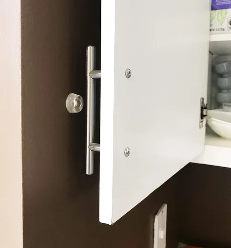Vista 4 de Parachoques autoadhesivos transparentes para pomos de puerta (paquete de 12) – Tapón de manija de puerta pequeña – Protectores de pared para puerta