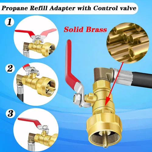 Vista 4 de Boltigen Adaptador de repuesto de propano para tanques de 1 libra, adaptador de recarga de propano de 3 pies, adaptador de llenado de propano de 1