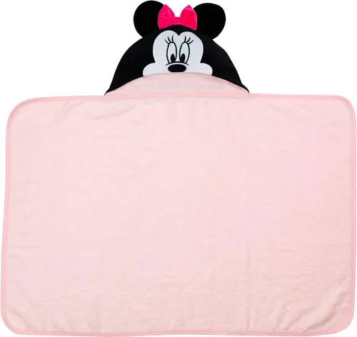Vista 5 de Lambs & Ivy Toalla de baño con capucha para bebé Minnie Mouse de Disney, de algodón rosa