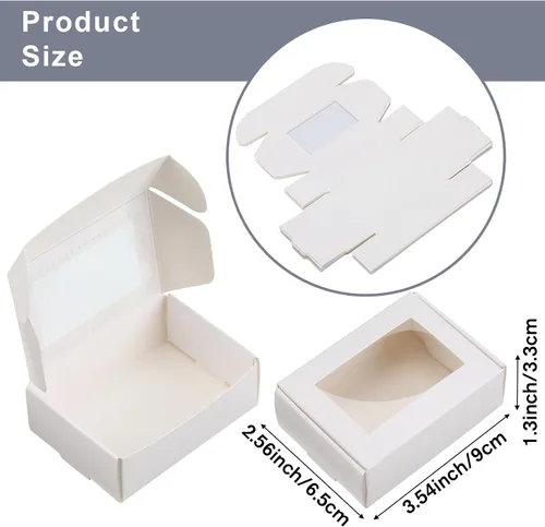 Vista 44 de Zonon 30 piezas de cajas de jabón para embalaje casero, mini cajas de regalo de papel kraft con ventana para panadería, caramelos, fabricación
