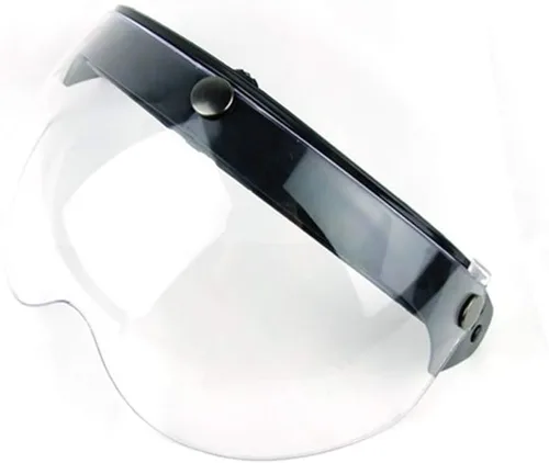 Vista 2 de WANCAR Casco Universal para Motocicleta Estilo Piloto Retro Estándar con Visera de 3 Botones a Presión que se Levanta y Baja, Casco de Cara Abierta