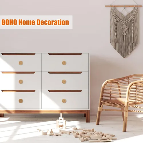 Vista 5 de ANPHSIN Pomos de mimbre boho para armario, cómoda, pomos de cajón de madera de haya, tiradores decorativos hechos a mano de mimbre tejidos con 12