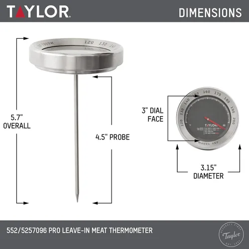 Vista 3 de Taylor Pro Series - Termómetro sin enjuague para carne, control de temperatura: 120F a 200F, negro