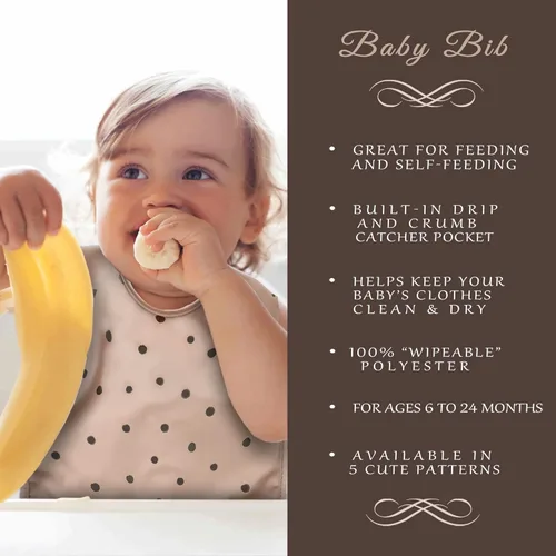 Vista 6 de modernKIDS Babero sin mangas para niñas y niños Babero impermeable para bebé Bata de bebé para comer Babero delantal con bolsillo