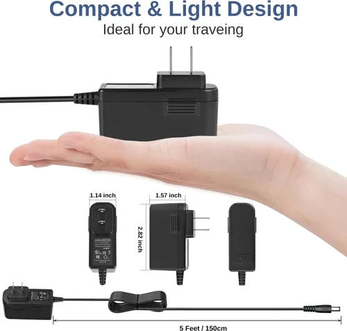 Vista 5 de Adaptador CA/CC de 12 V 2 A con certificación UL, fuente de alimentación de 12 voltios 2 amperios 24 W con 10 puntas para tiras de luces LED