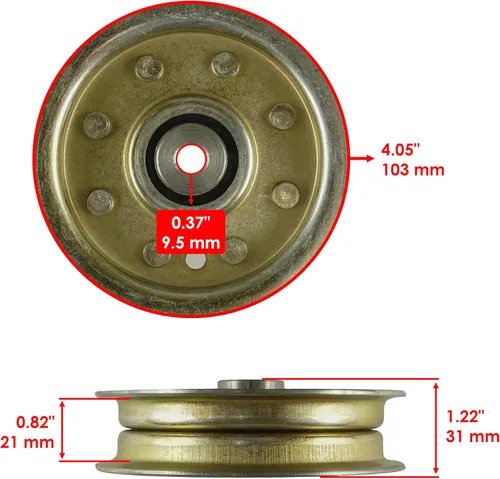 Vista 2 de Caltric Polea tensora plana compatible con Cub Cadet RZT-L42 42 "Deck 2014 2015 2016 2017 2018