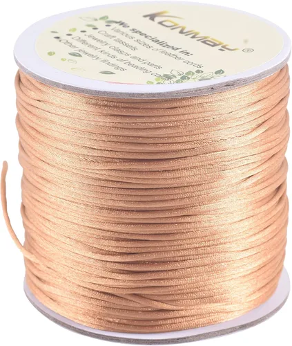 Vista 91 de KONMAY - Cuerda de nailon satinado de seda, 45.72 metros, 0.8mm cola de rata, para nudos chinos, Kumihimo, abalorios, macramé, joyería, Verde manzana