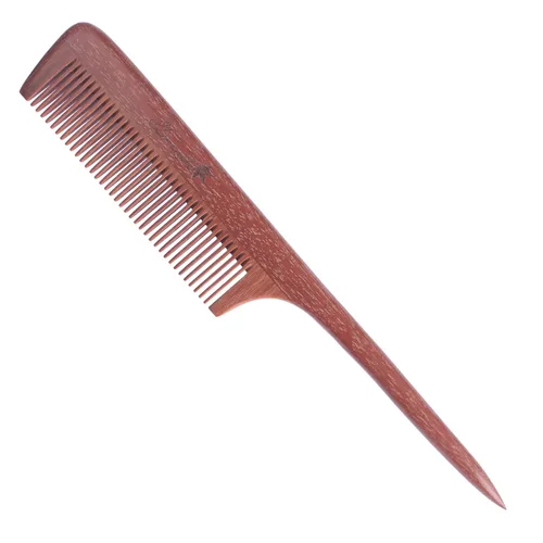Vista 13 de Breezelike Peines para el cabello – Peine de cola de madera de dientes finos – Peine de madera de corazón morado sin estática con dientes de cuerno