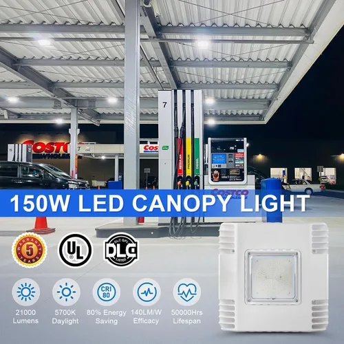 Vista 2 de 150W LED Canopy Ceiling Light, 21000LM 5700K Surface Mount LED Gas Station Carport Light [600W HID/HPS Equiv.], IP65 Rated High Bay Parking Garage