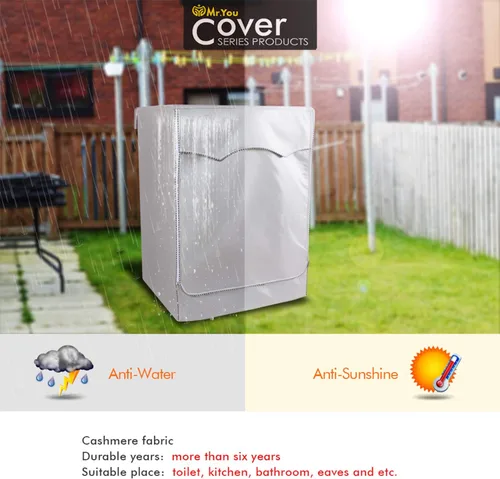 Vista 4 de Cubierta para lavadora Cubierta de secadora para máquina de carga frontal impermeable, 23 x 25 x 34 pulgadas