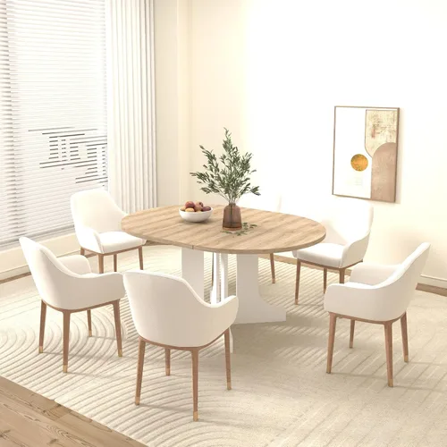 Vista 5 de Dining Table for Kitchen 59x43 Inch Expandable Oval Table Top with Removable Leaf X Shaped Base White