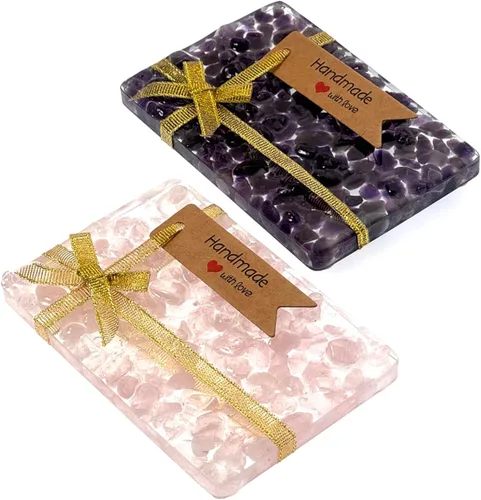 Vista 11 de Jabonera rectangular hecha a mano con piedras para decoración de ducha y baño, bandeja de jabón natural para mantener el jabón seco, accesorios