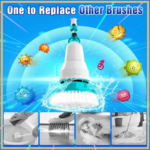 Vista 3 de Electric Spin Scrubber, Cordless Shower Spin Scrubber with 5 Brush Heads, Adjustable Extension Arm, Household Cleaning Brush, Bathroom Scrubber