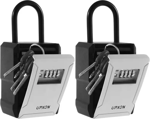 upxon - Caja de bloqueo de llaves, caja de almacenamiento de llaves extra grande con código reiniciable, caja de bloqueo de combinación de 4 dígitos